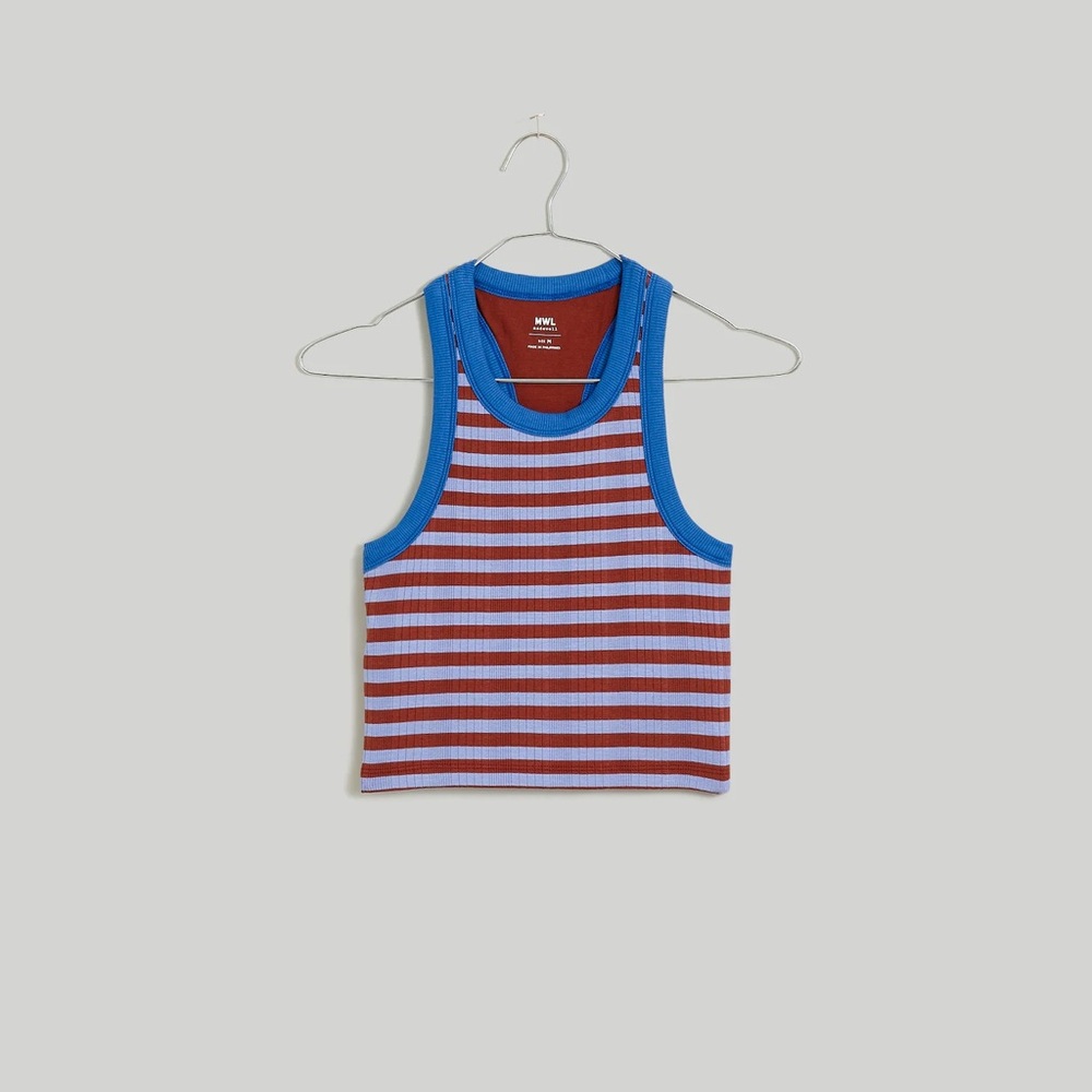 Madewell Women’s Blue and Purple Striped Tank Top